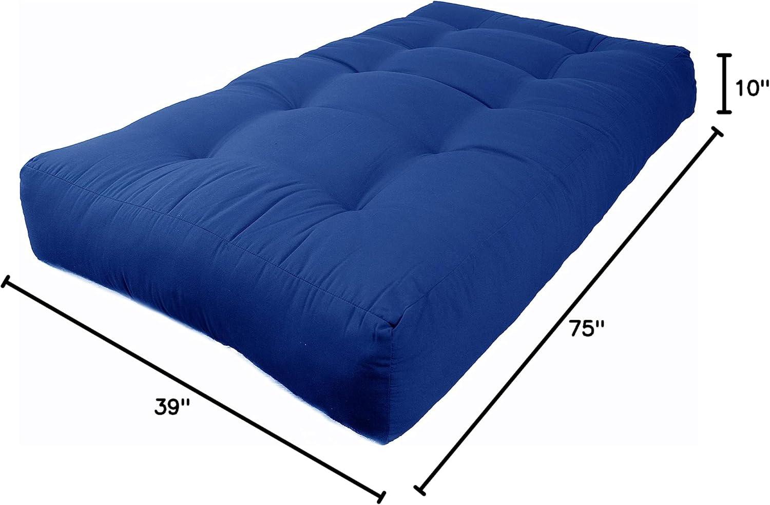 Blazing Needles  10 in. Renewal Twill Twin Size Futon Mattress, Royal Blue