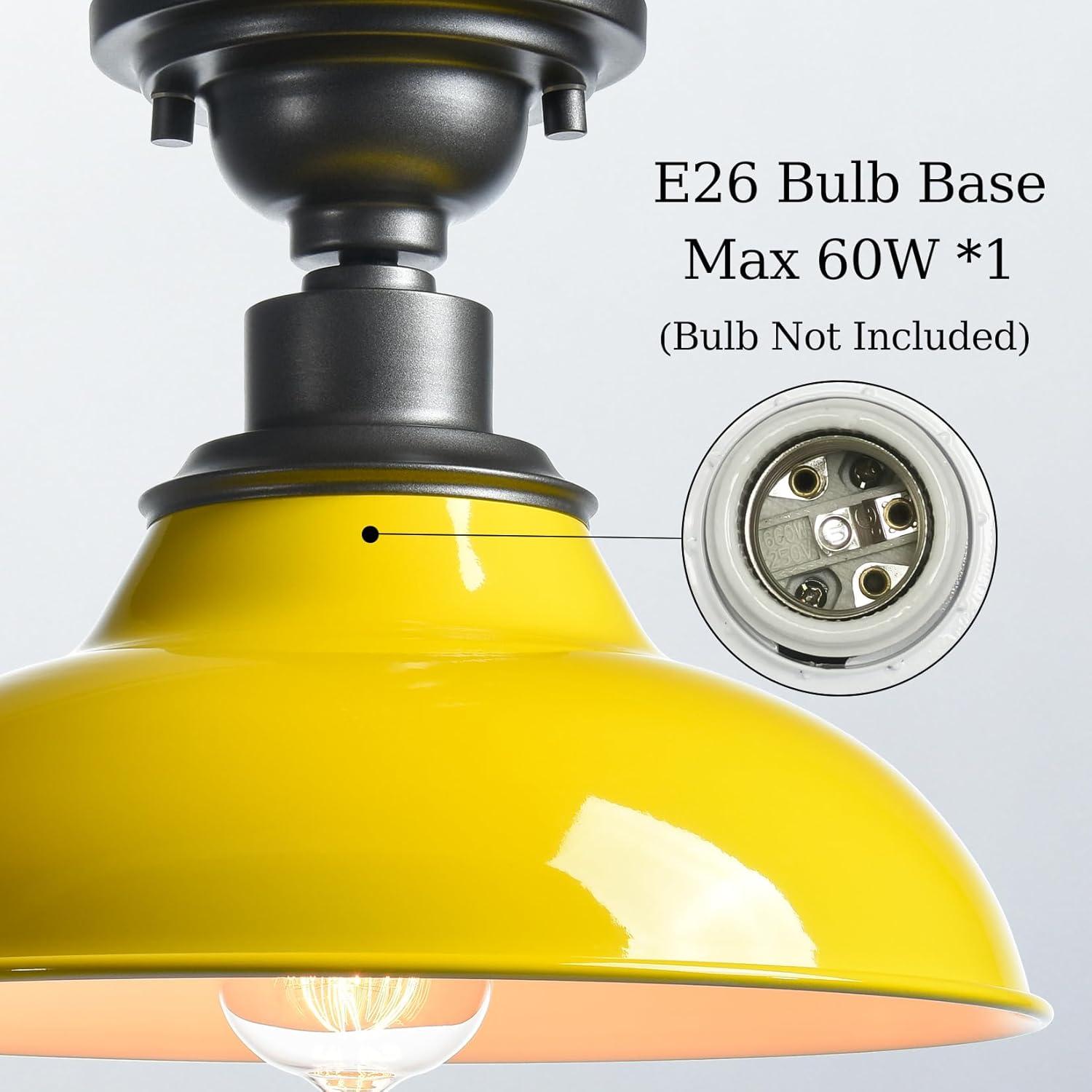 Modern Yellow Semi Flush Mount Light Barn Style Ceiling Light Fixture