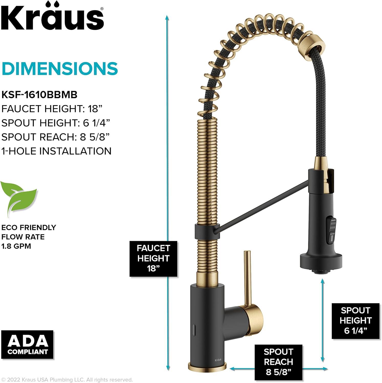 Kraus Bolden Touchless Sensor Commercial Style 2-Function Single Handle Pull-Down Kitchen Faucet