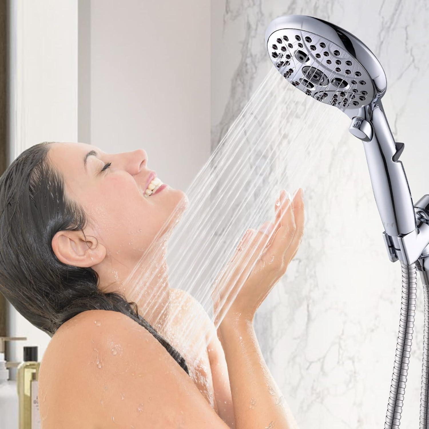 Chrome Handheld Shower Head with Adjustable Angle Bracket