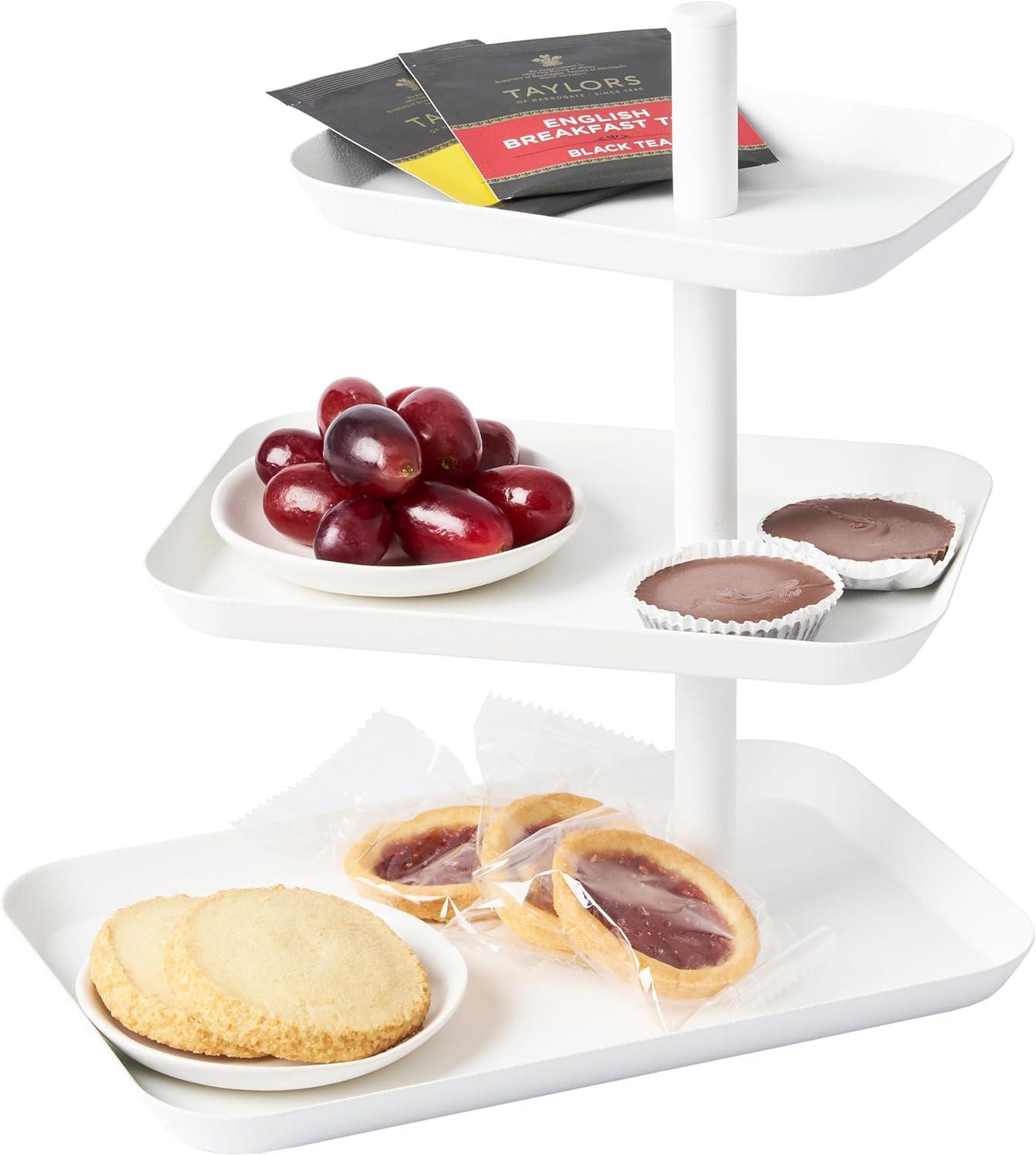 Tower Yamazaki Home 3-Tier Serving Stand, Appetizer Tray Organizer For Party Or Kitchen, Steel