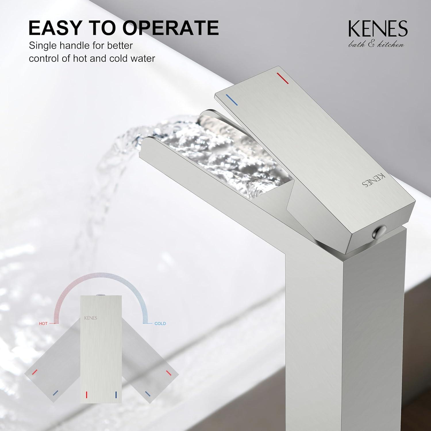 Matte Black Stainless Steel Tall Waterfall Bathroom Faucet