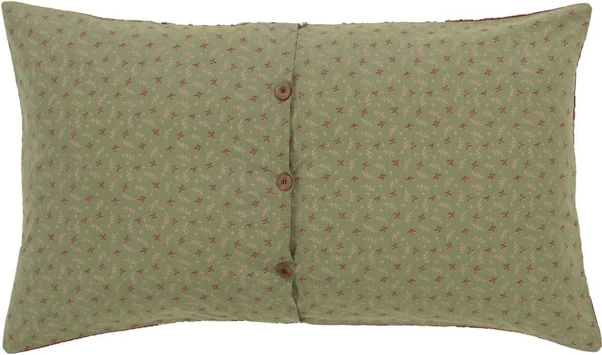 Farmhouse Brick Red and Sage Green Cotton King Sham