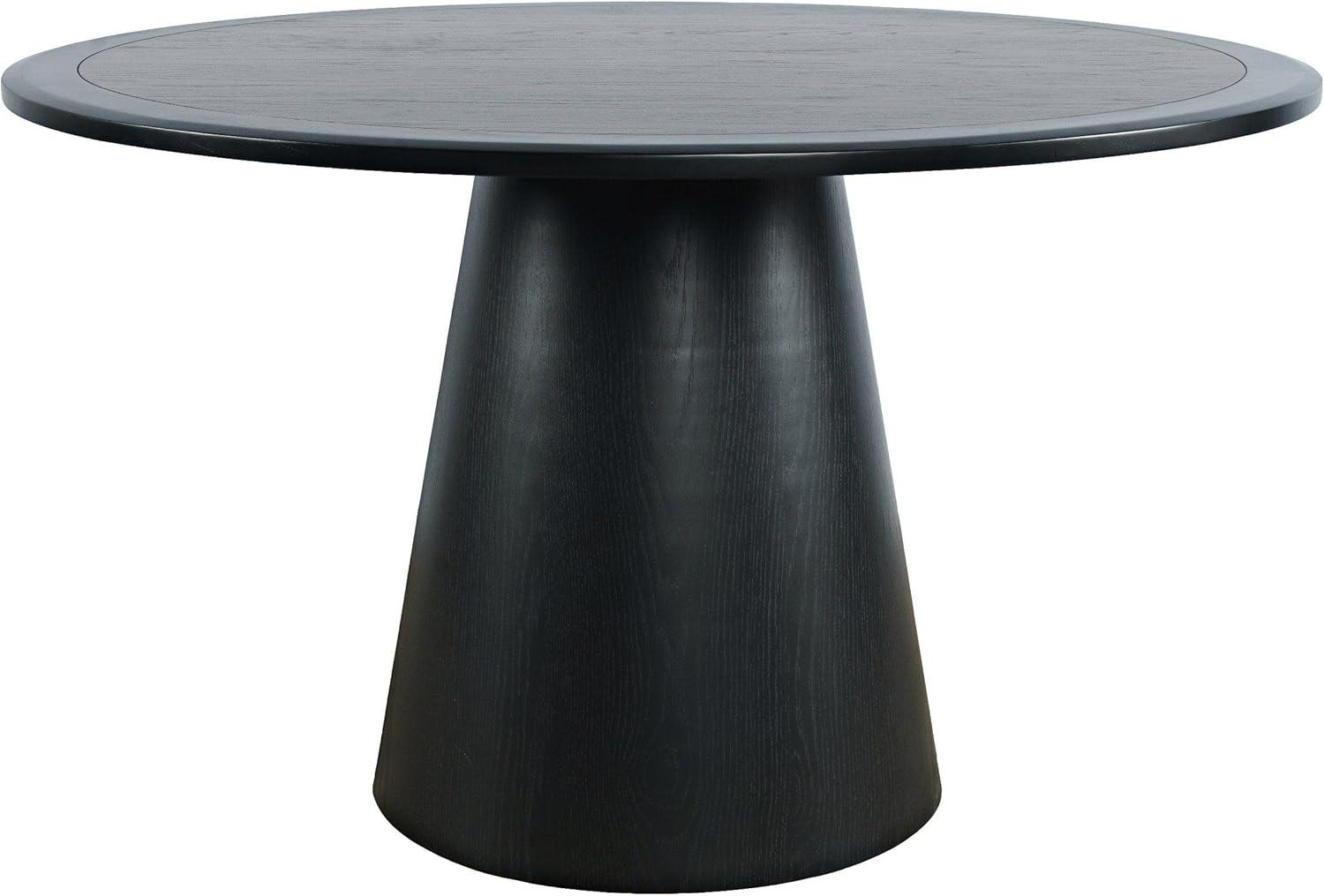 Nash Black Round Wood Pedestal Dining Table, 50 Inch