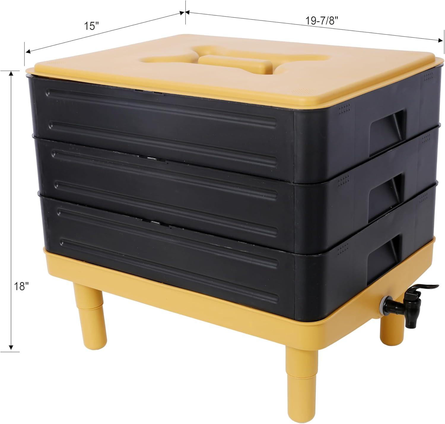 Large Capacity 3-Tray Worm Composter Kit 65L Stackable System for Nutrient-Rich Compost Efficient Indoor & Outdoor Vermicomposting Starter Odor-Free Recycling Bin Earth-Friendly Design