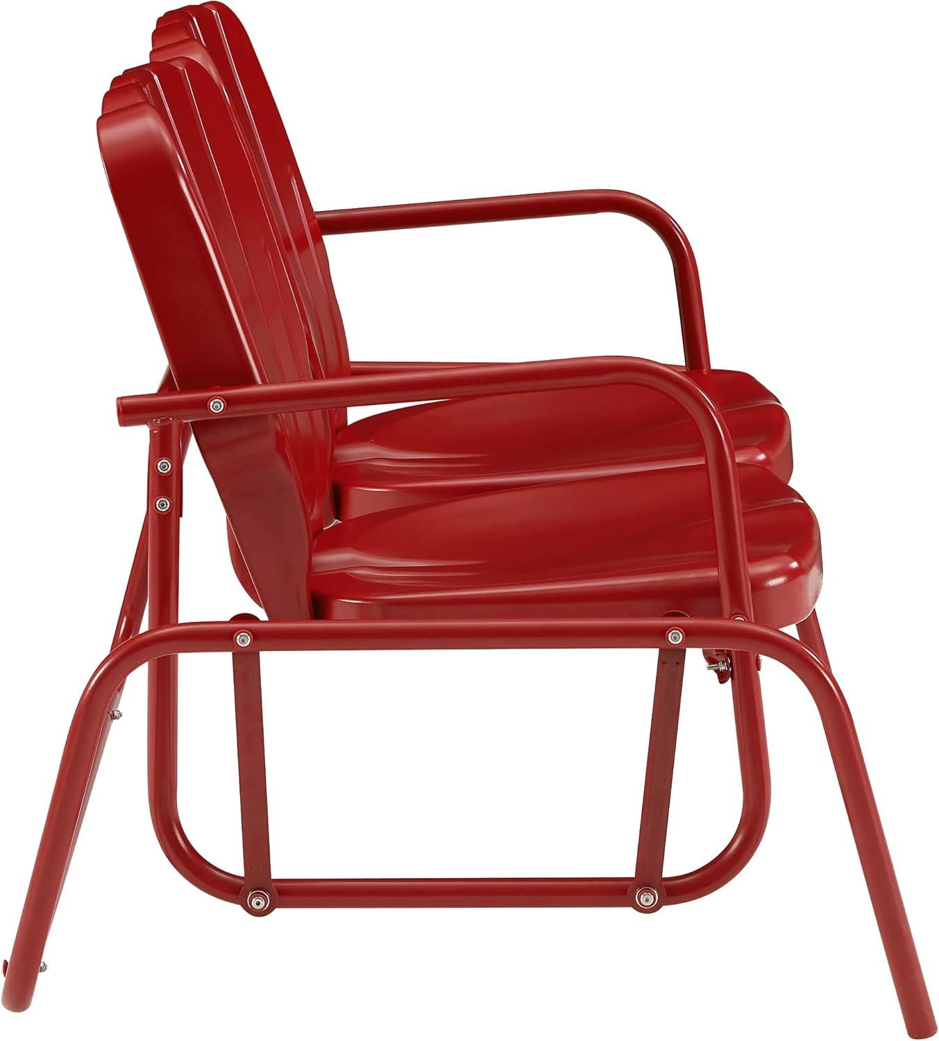 Bright Red Steel Retro Outdoor Loveseat Glider