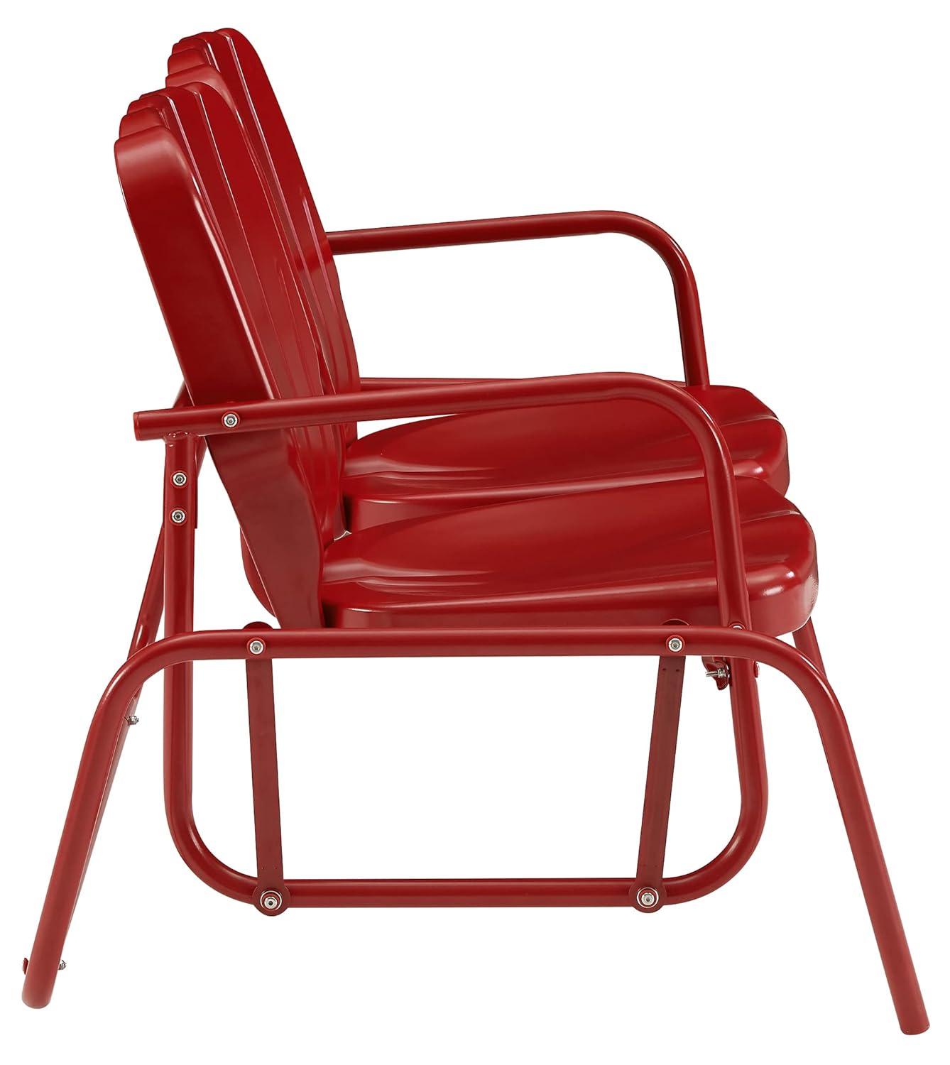 Ridgeland Outdoor Metal Loveseat Glider - Red - Crosley