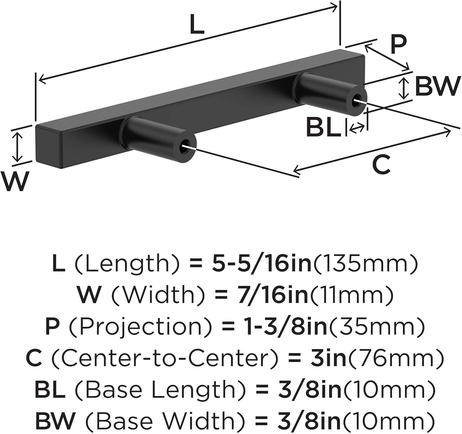 Matte Black Modern 3-Inch Cabinet Bar Pull