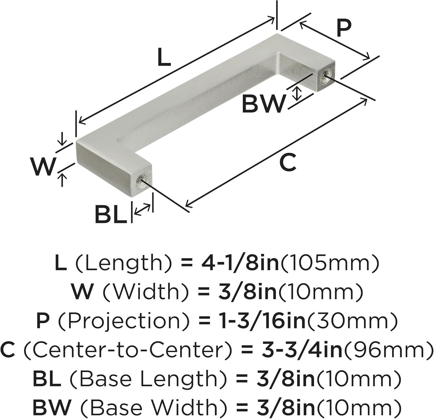 Amerock Monument 3-3/4 inch (96mm) Center-to-Center Satin Nickel Cabinet Pull