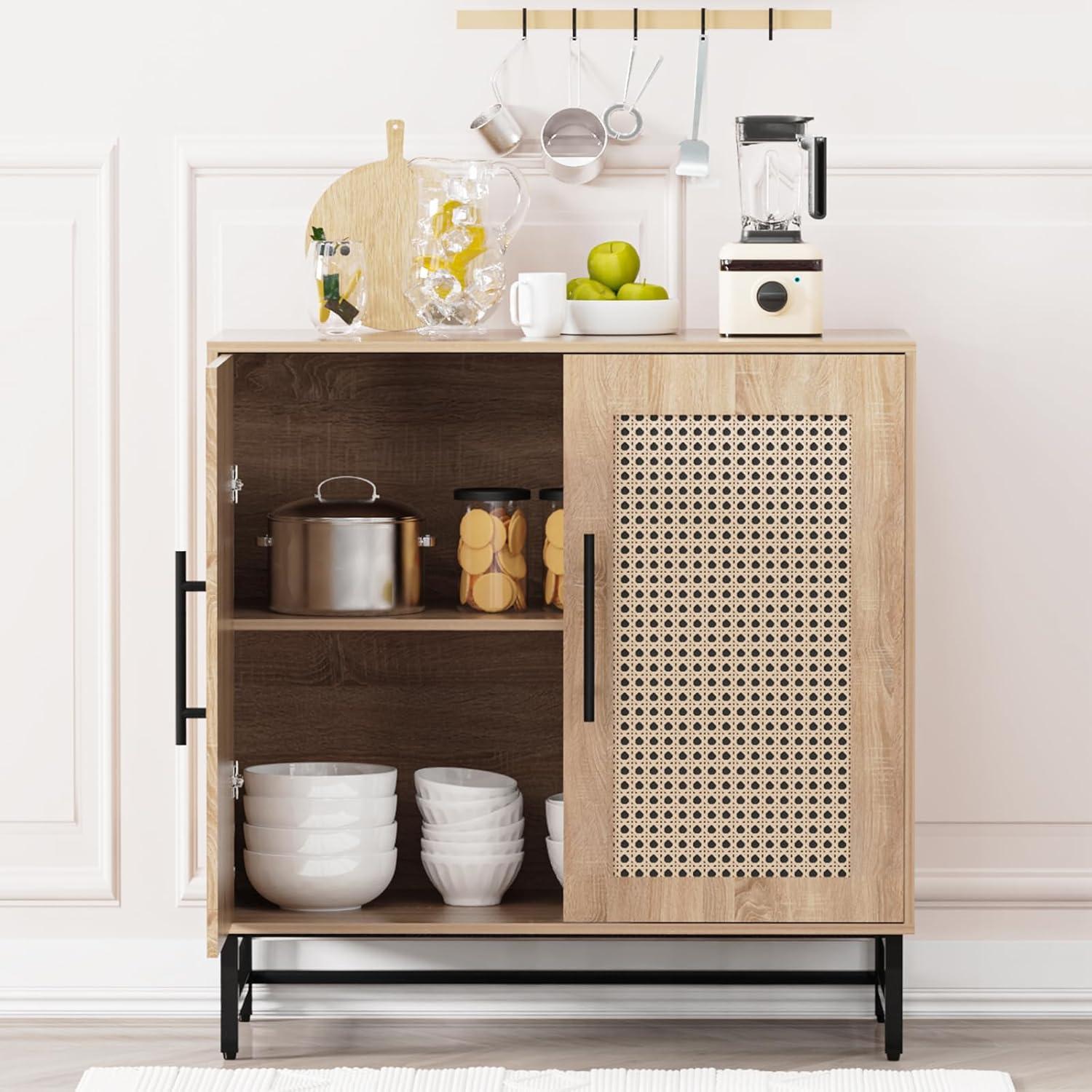 Rattan Cabinet Sideboard Buffet Cabinet, Accent Cabinet for Living Room, Hallway, Dining Room, Entryway