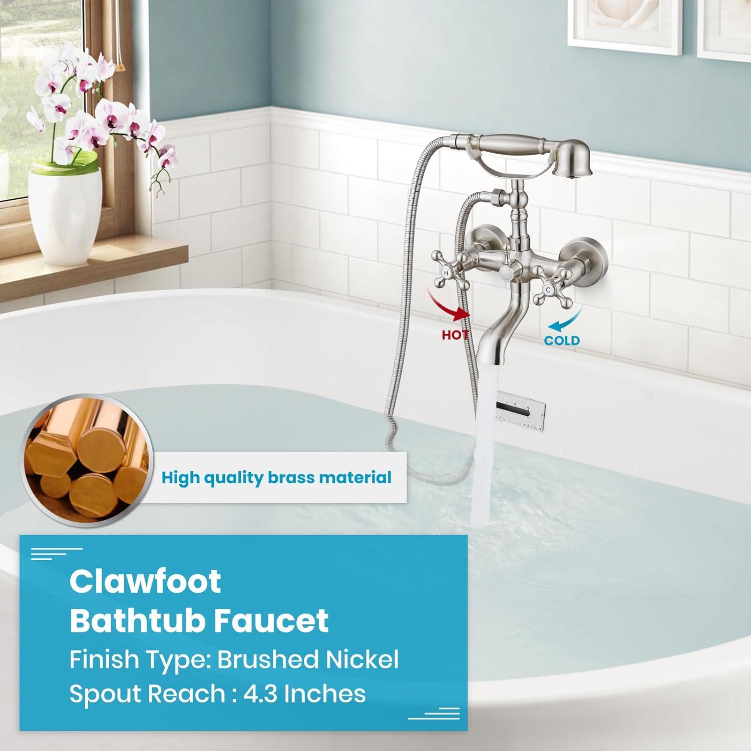 2 Handle Wall Mounted Clawfoot Tub Faucet