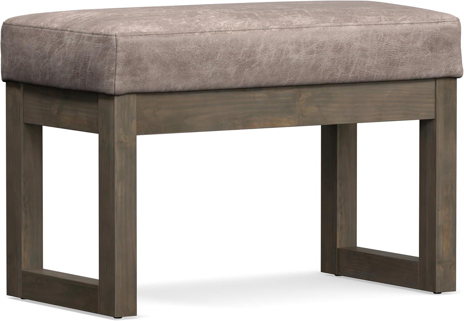 Simpli Home Milltown Ottoman Bench with Upholstered Seat and Solid Wood Frame