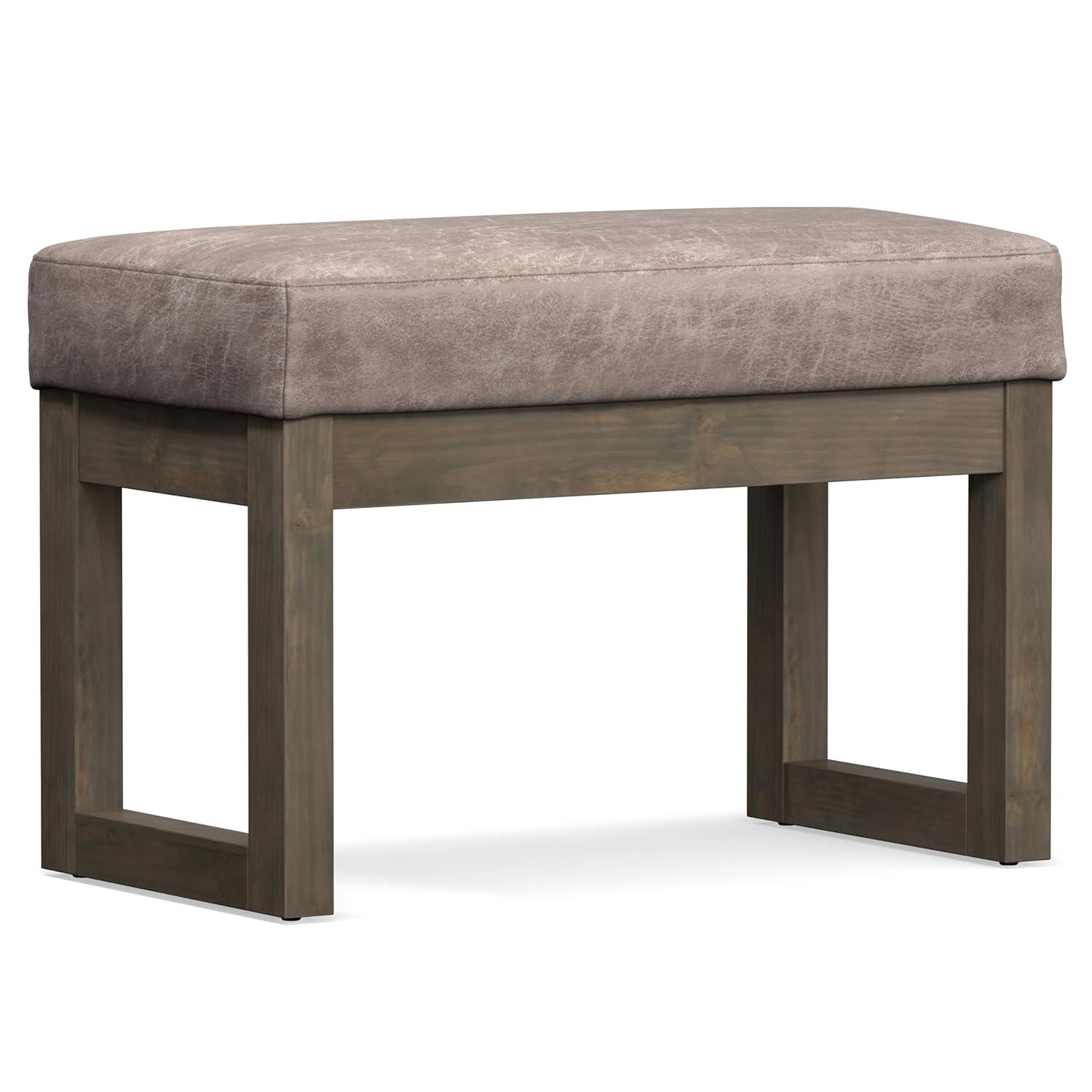 Simpli Home Milltown Ottoman Bench with Upholstered Seat and Solid Wood Frame