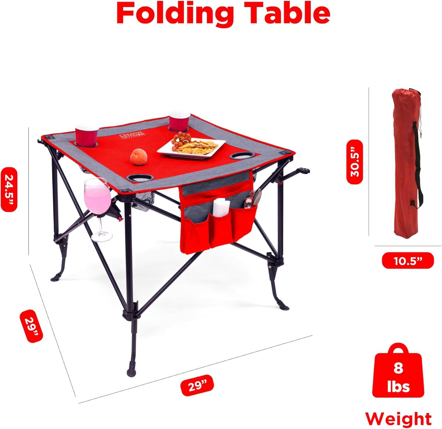 Creative Outdoor Folding Portable Wine Table for Outdoor Events, Camping, Garden Party, Red
