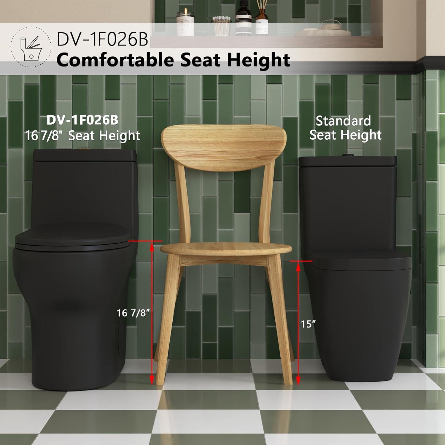 Ally Standard Bathroom Toielt, Modern Toilet with Comfort Chair Height Floor Mounted(Seat Included)