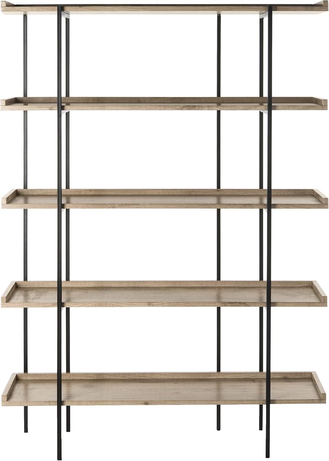 Cecilia Retro Mid Century 5-Tier Wood Etagere - Oak/Black - Safavieh