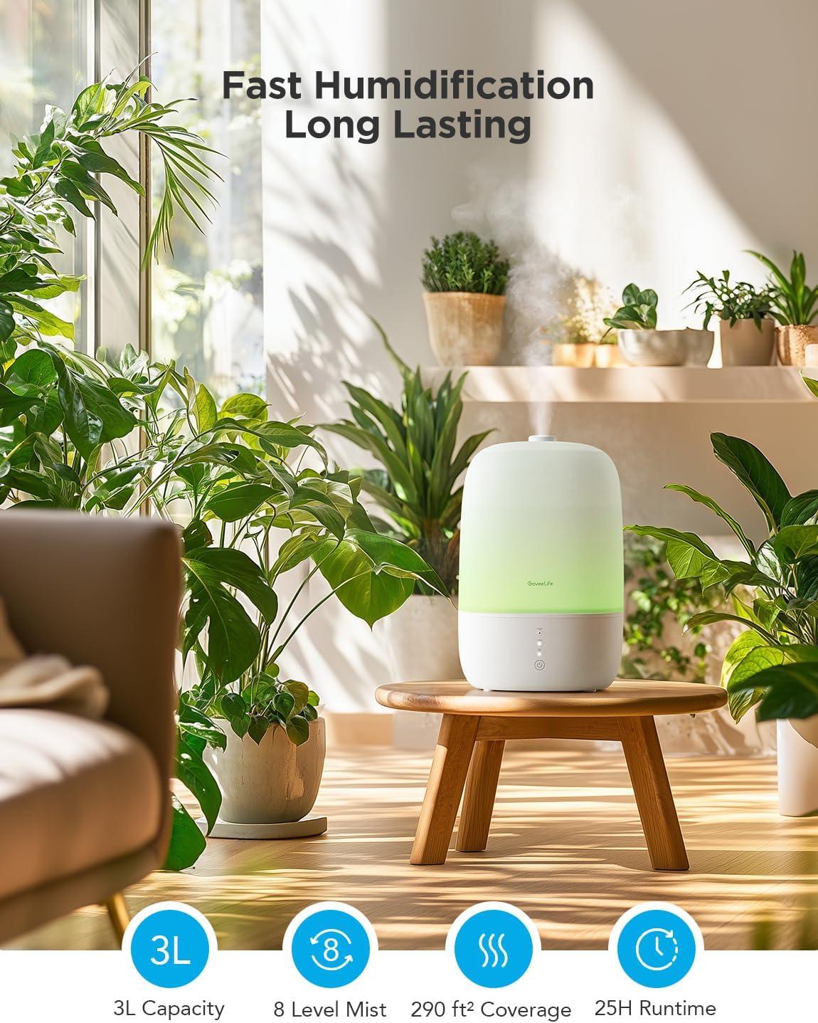 White and Blue Smart Humidifier with Essential Oil Diffuser