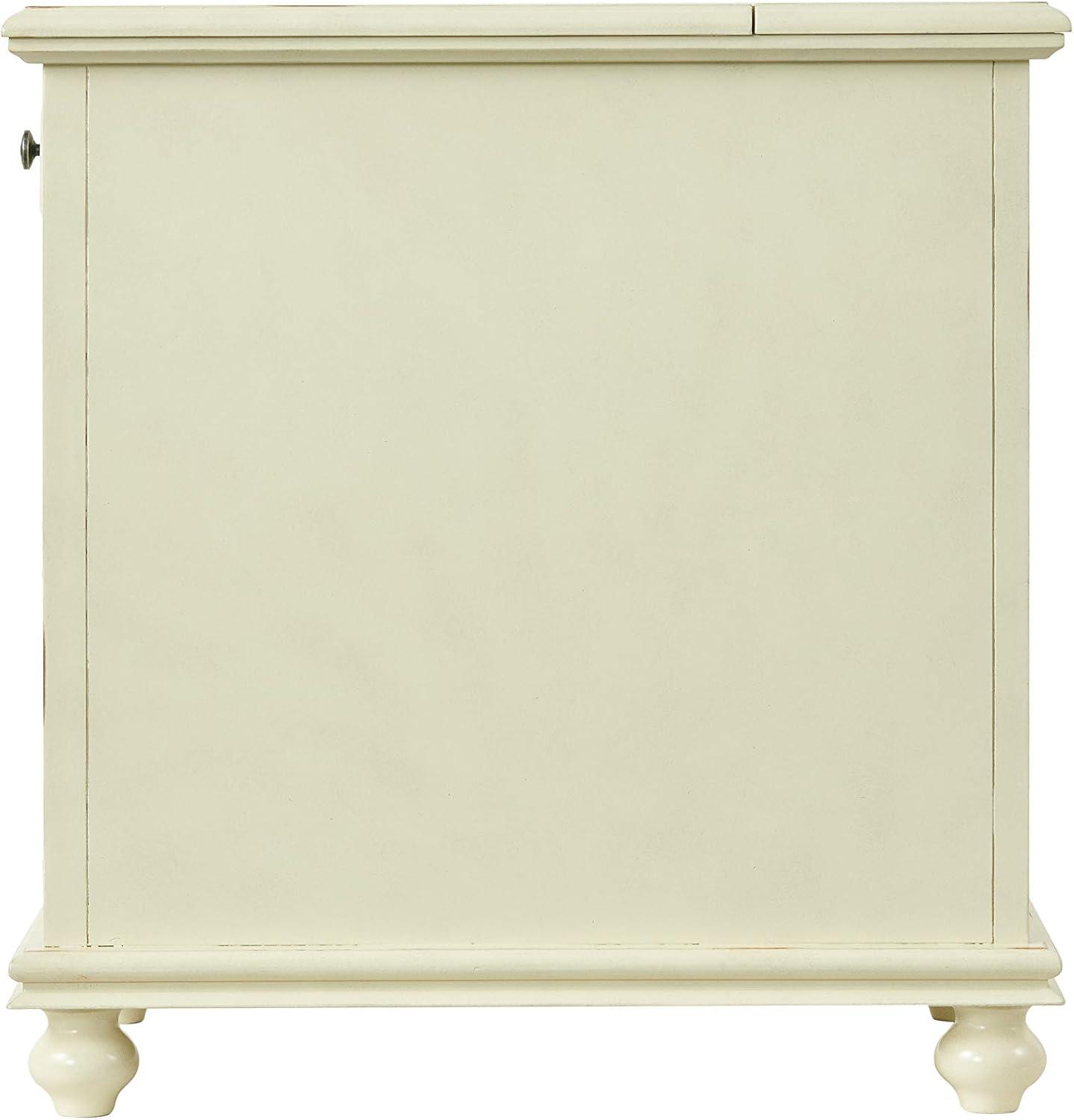Chairside Table with 1 Drawer and 1 Trellis Door, Antique White- Saltoro Sherpi