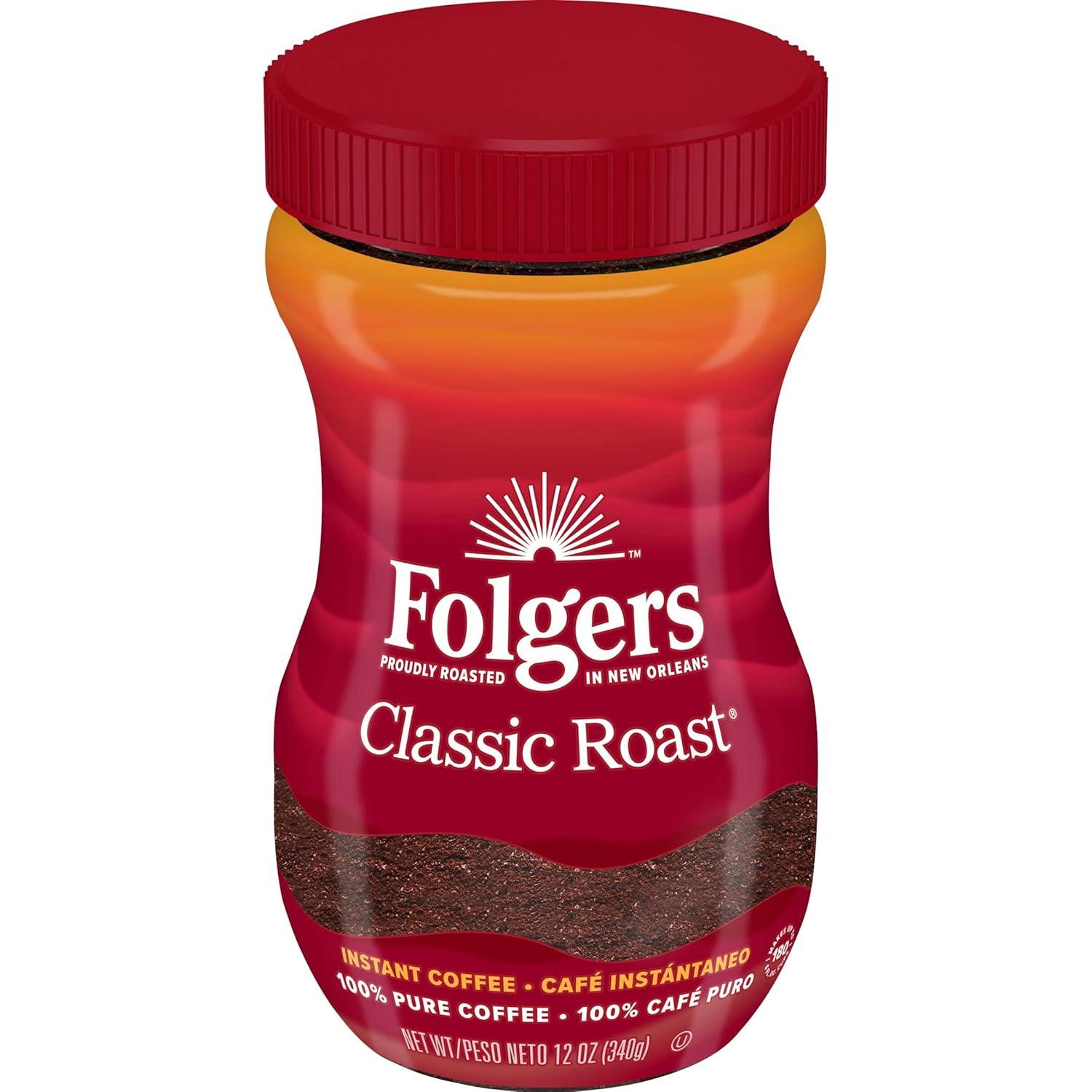 Folgers Classic Medium-Dark Roast Instant Coffee in Jar