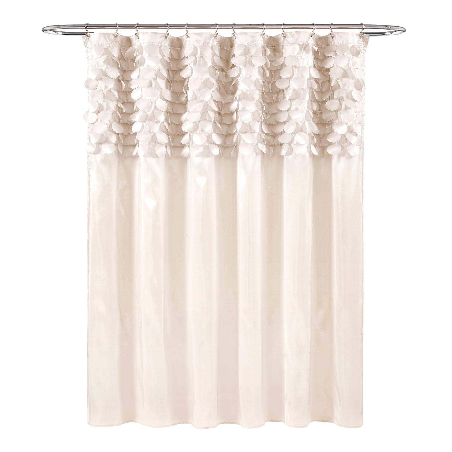Lush Decor Lillian Solid Shower Curtain, 72x72, Beige, Single