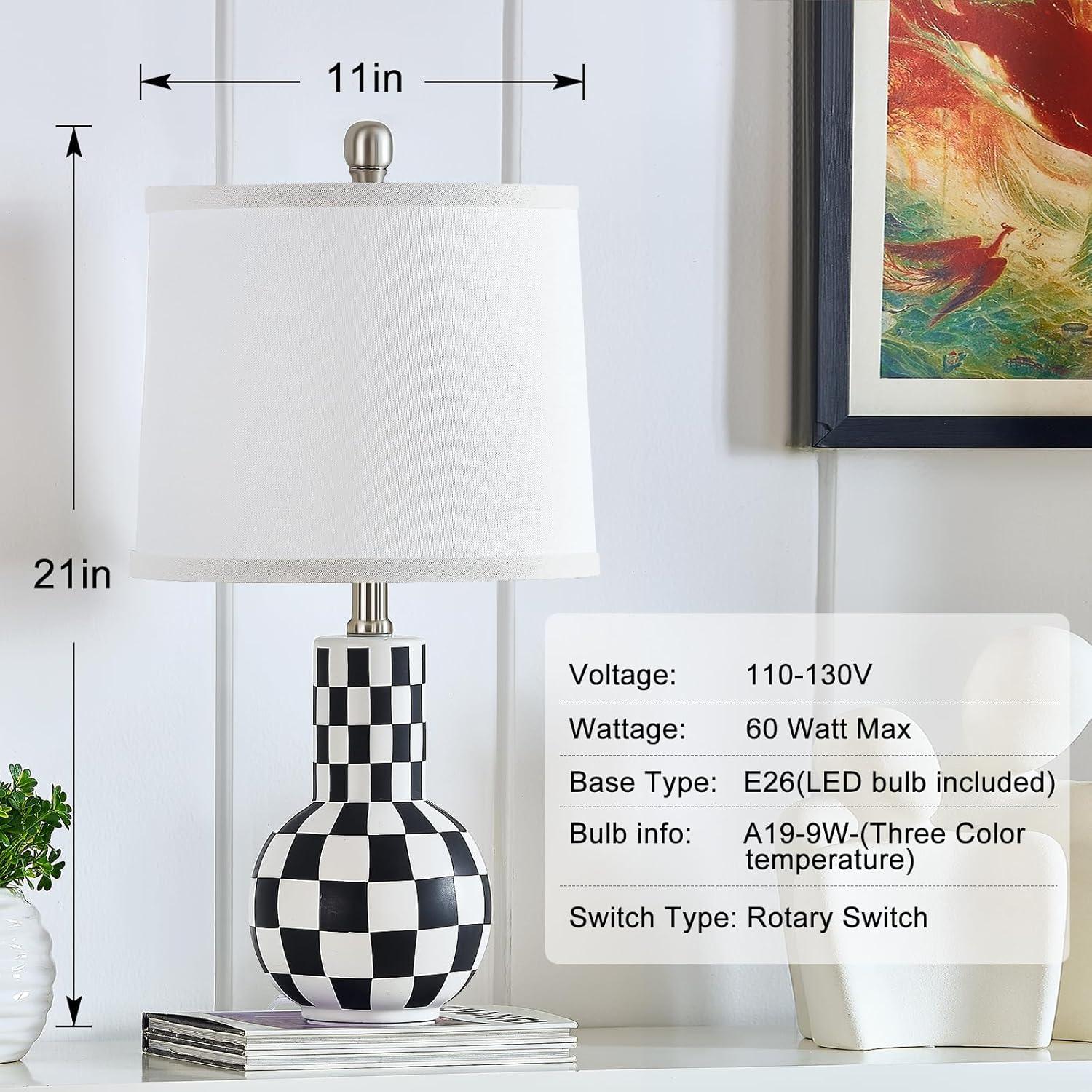 Ebern Designs Sighwarth 21" Ceramic Table Lamp for Bedroom 3-Color Temperature Modern Desk Lamps for Nightstand Living Room Bedside Lamp End Table Lamps (Set of 2)