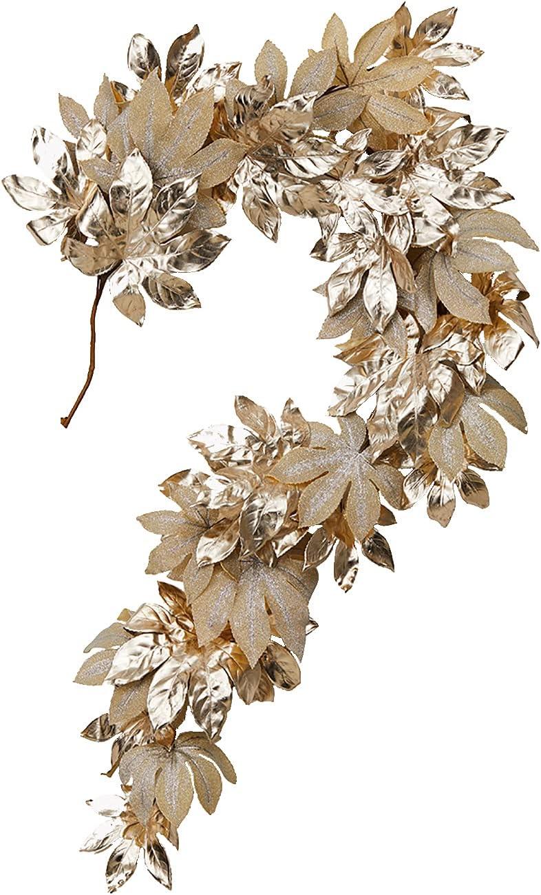 Serene Spaces Living Large Gold Leaf Garland, Decorative Gold Garland for Christmas, 72" Long