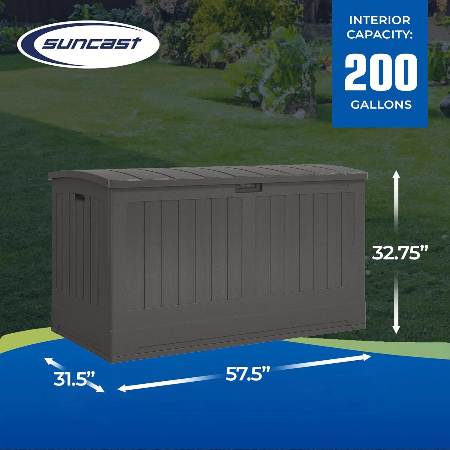 Suncast 200 Gallon Lockable Gray Plastic Deck Box