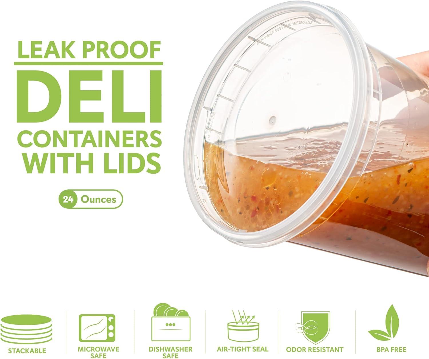 Pantry Value 24 Oz Deli Containers with Lids Food Prep Containers, 24-Pack