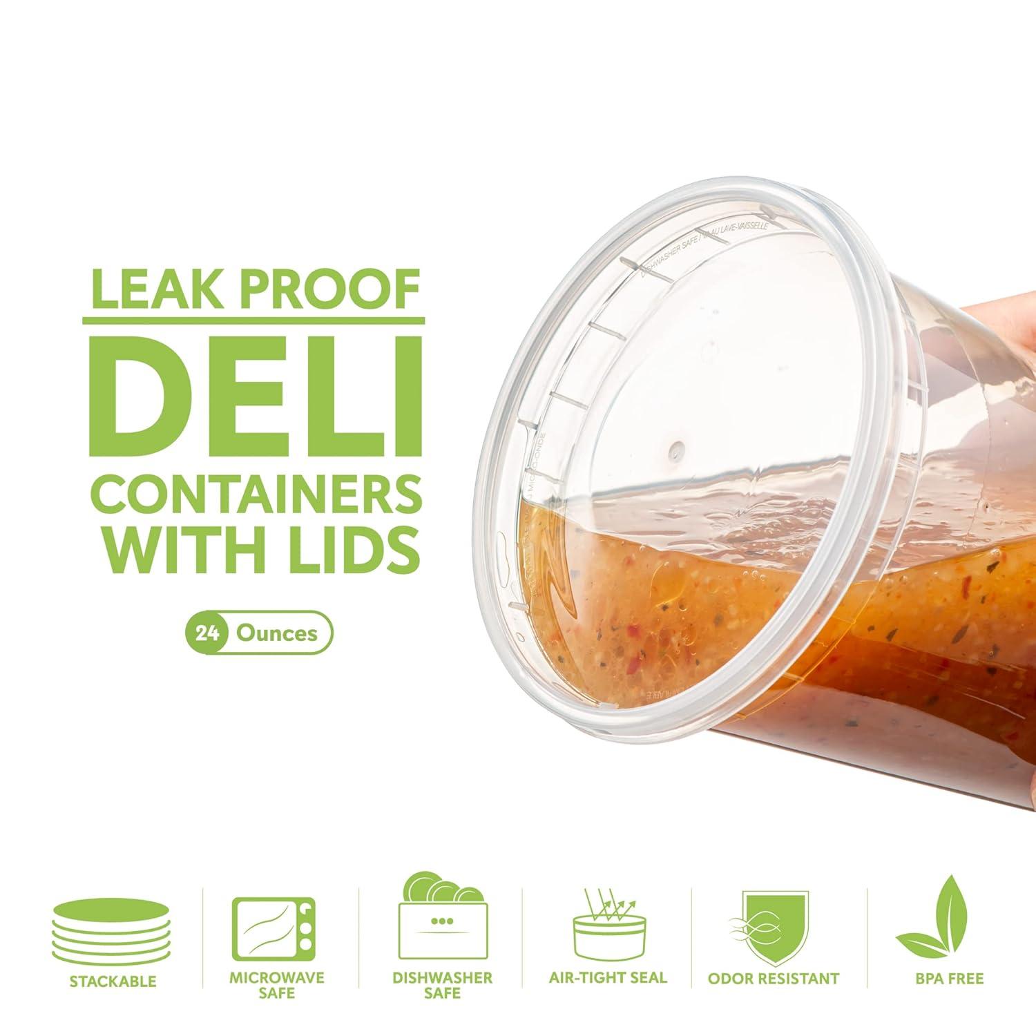 Pantry Value 24 Oz Deli Containers with Lids Food Prep Containers, 24-Pack