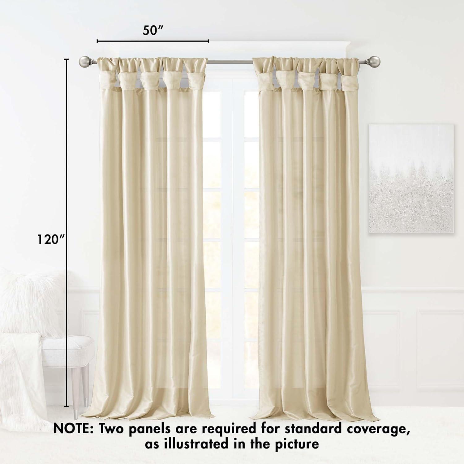 Champagne Faux Silk Room-Darkening Tab Top Drape Panel