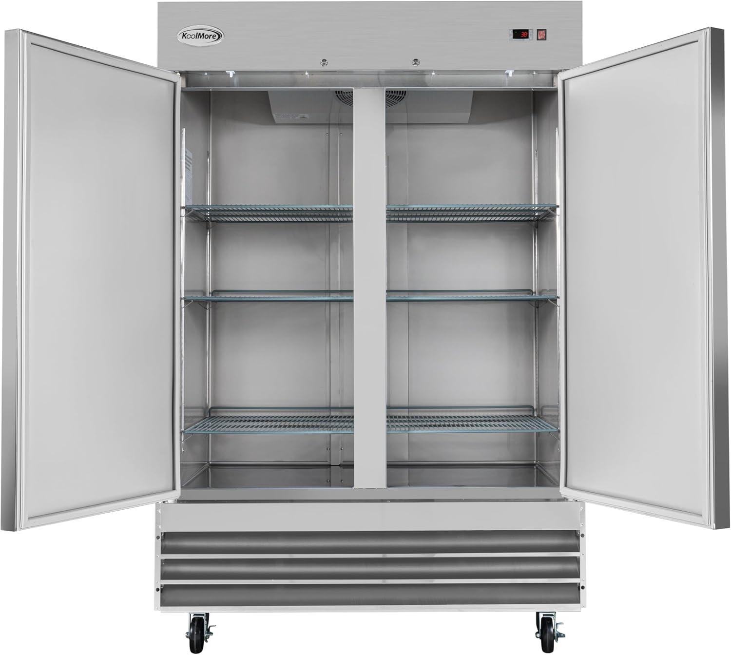 KoolMore 47 cu. ft. Commercial 2 Solid Door Reach In Refrigerator in Stainless Steel