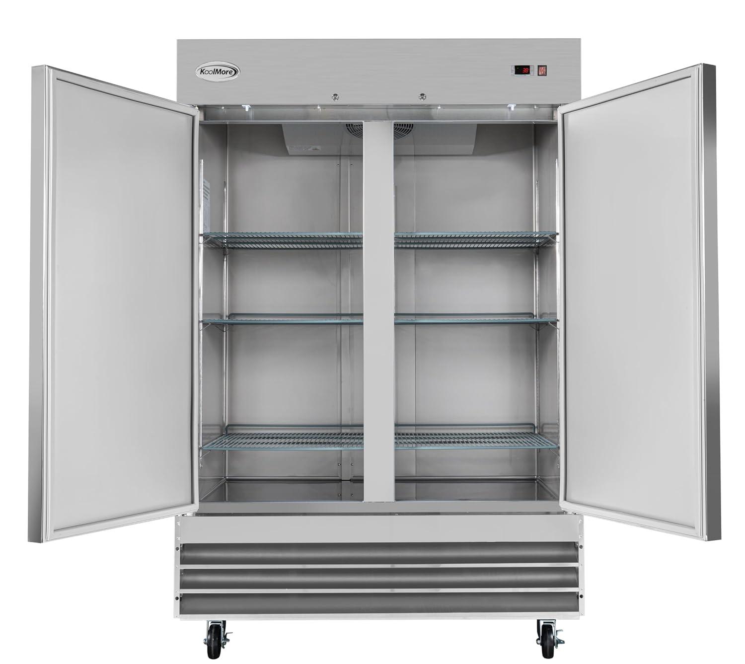 KoolMore 47 cu. ft. Commercial 2 Solid Door Reach In Refrigerator in Stainless Steel