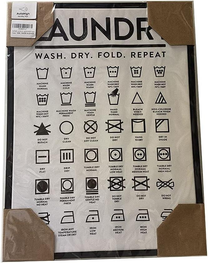 Nufar Laundry Symbols Guide Laundry Room Tin Sign Metal Wall Art Iron Painting for Indoor Outdoor Home Decor Room Door Accessories Poster Gifts 8x12 Inch