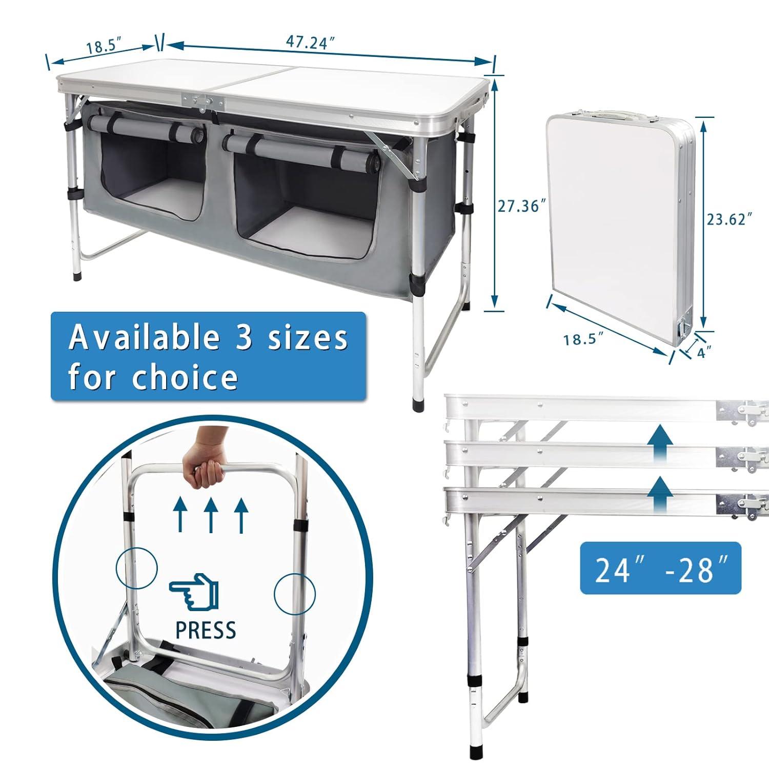 Camping Folding Table - Portable and Lightweight Table with Storage, Backyards, BBQ, Party and Picnic Foldable Table …