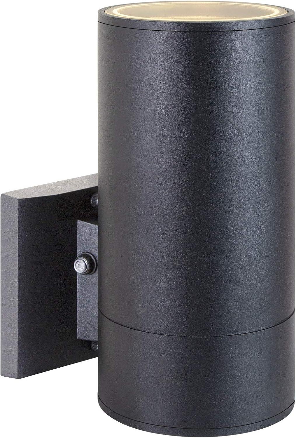 Black Aluminum Dusk to Dawn Outdoor Cylinder Wall Light