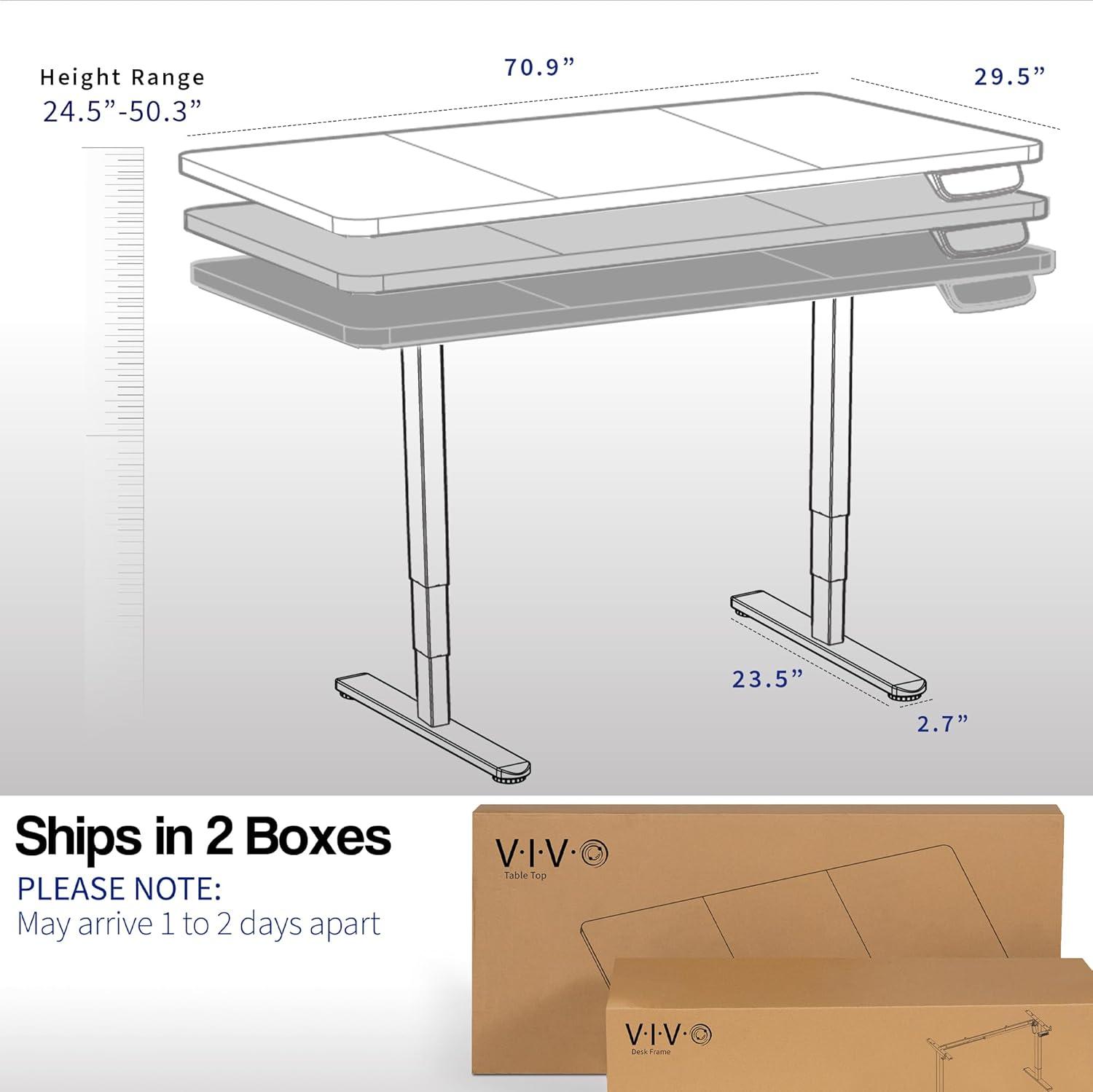 VIVO Electric 71”x30” Stand Up Desk, Rustic Vintage Brown Table Top, Black Frame