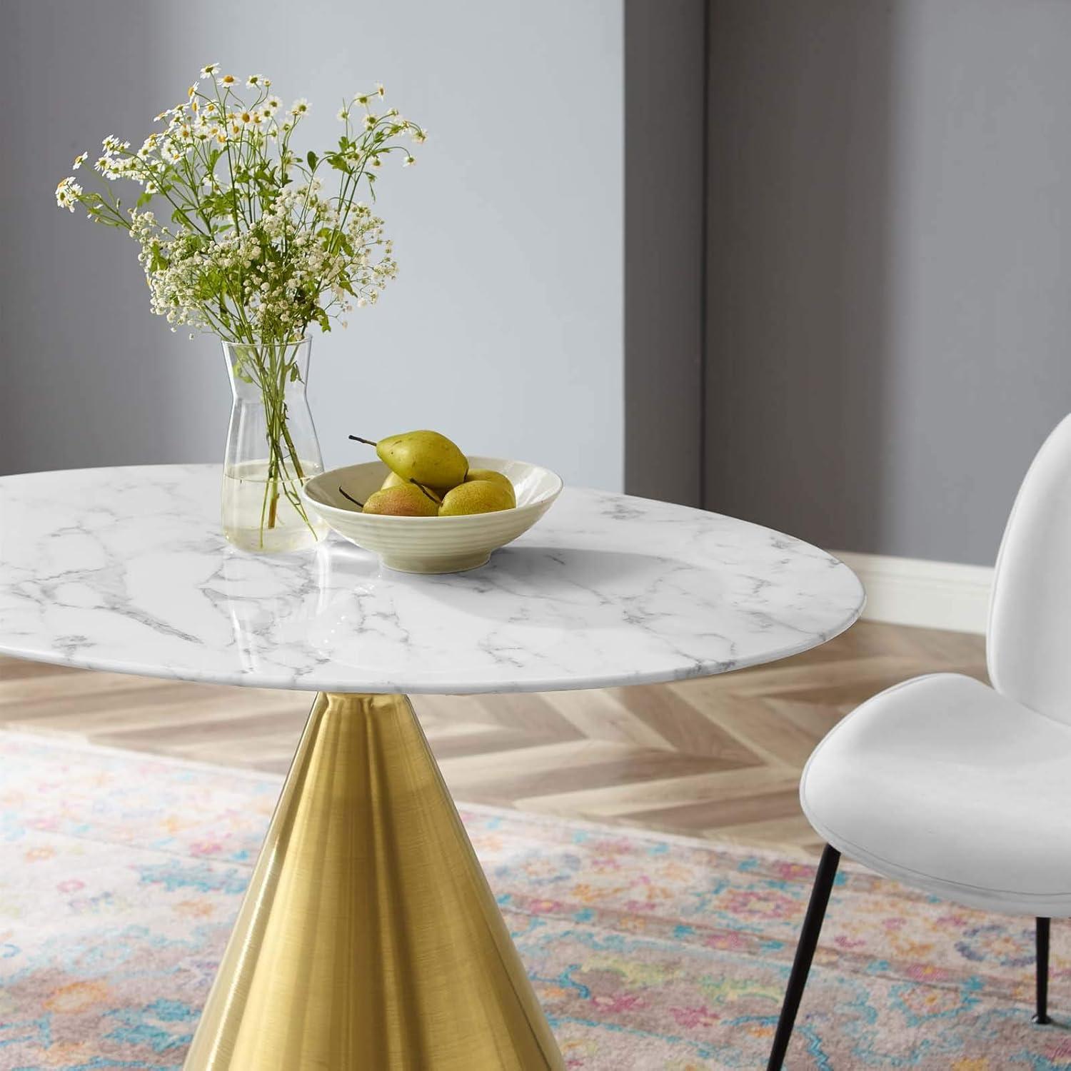 42" Tupelo Oval Artificial Marble Dining Table - Modway