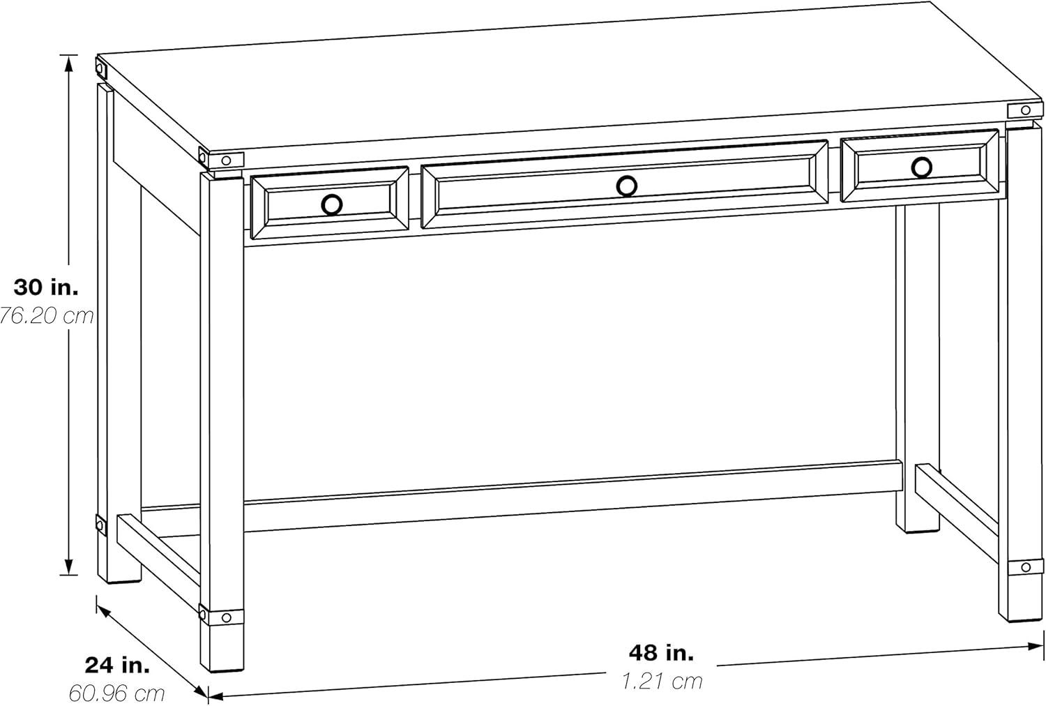 Baton Rouge Home Office Writing Desk in Brushed Walnut Finish Engineered Wood