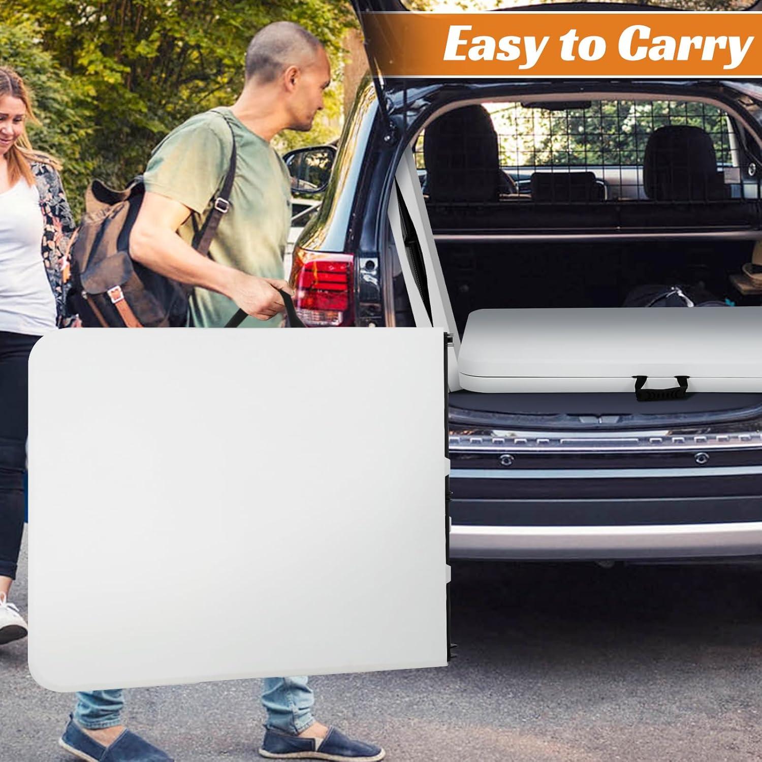 Folding Table 6 Foot Indoor Outdoor Heavy Duty Plastic Portable Fold Up Table Utility Camping Dining Party Table, Easy to Assemble, White