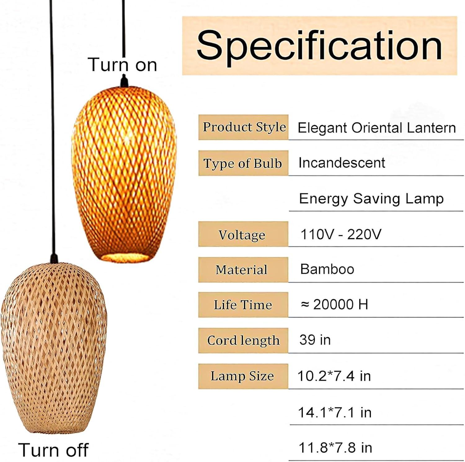 GCQ Bamboo Light Fixtures, 3 Headlights E26 E27 Retro Rustic Bamboo Wicker Rattan Chandelier Ceiling Hanging Light for Living Room Bedroom Farmhouse Restaurant Cafe Teahouse Bar Dining Room Club