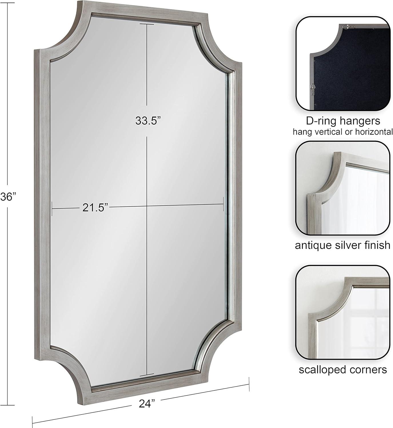 Kate and Laurel Hogan Scalloped MDF Scallop Mirror, 24x36, Silver