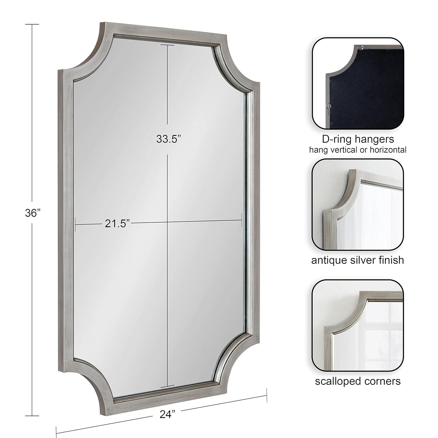 Kate and Laurel Hogan Scalloped MDF Scallop Mirror, 24x36, Silver