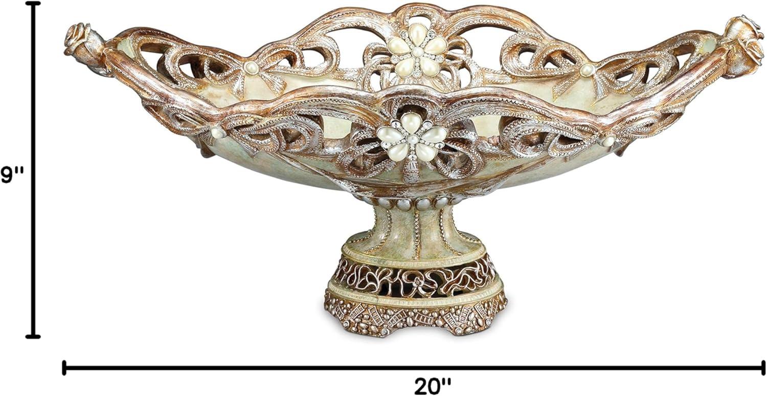 Vintage Rose Polyresin Decorative Fruit Bowl