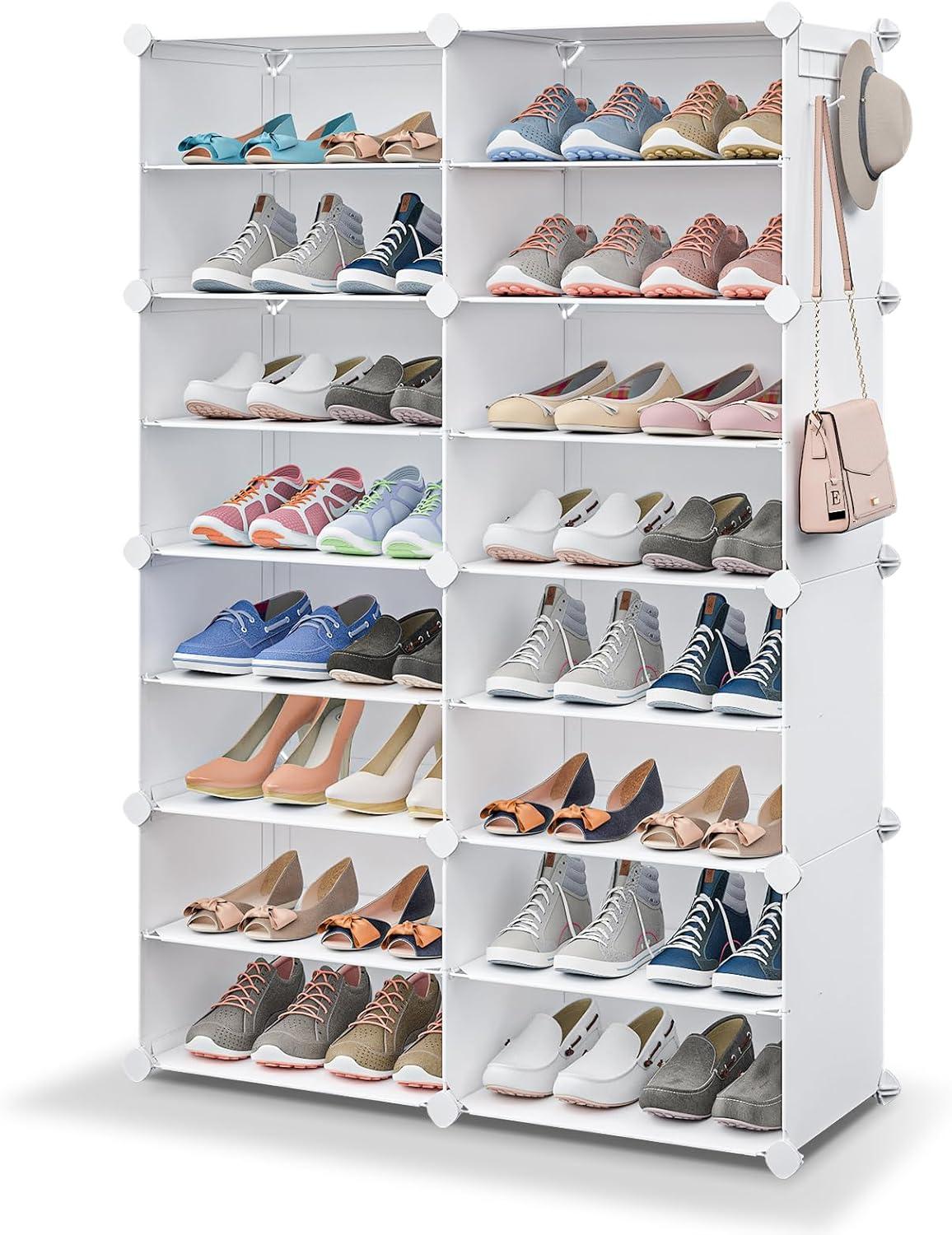 White 8-Tier Plastic and Metal Shoe Organizer