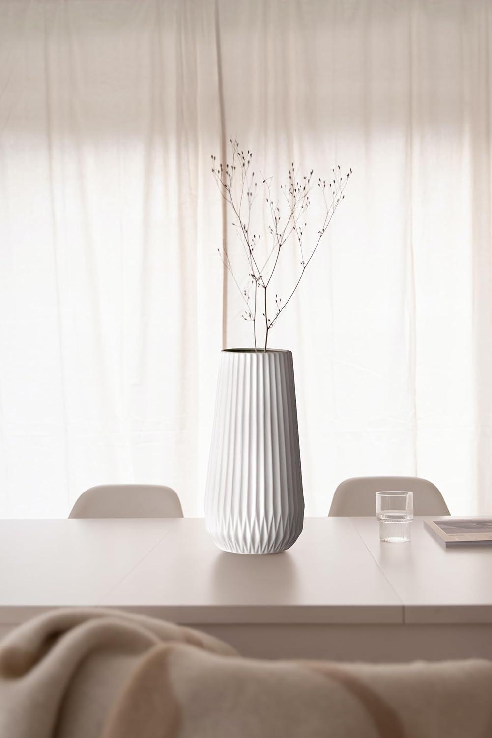 Bloomingville White Ceramic Fluted Vase