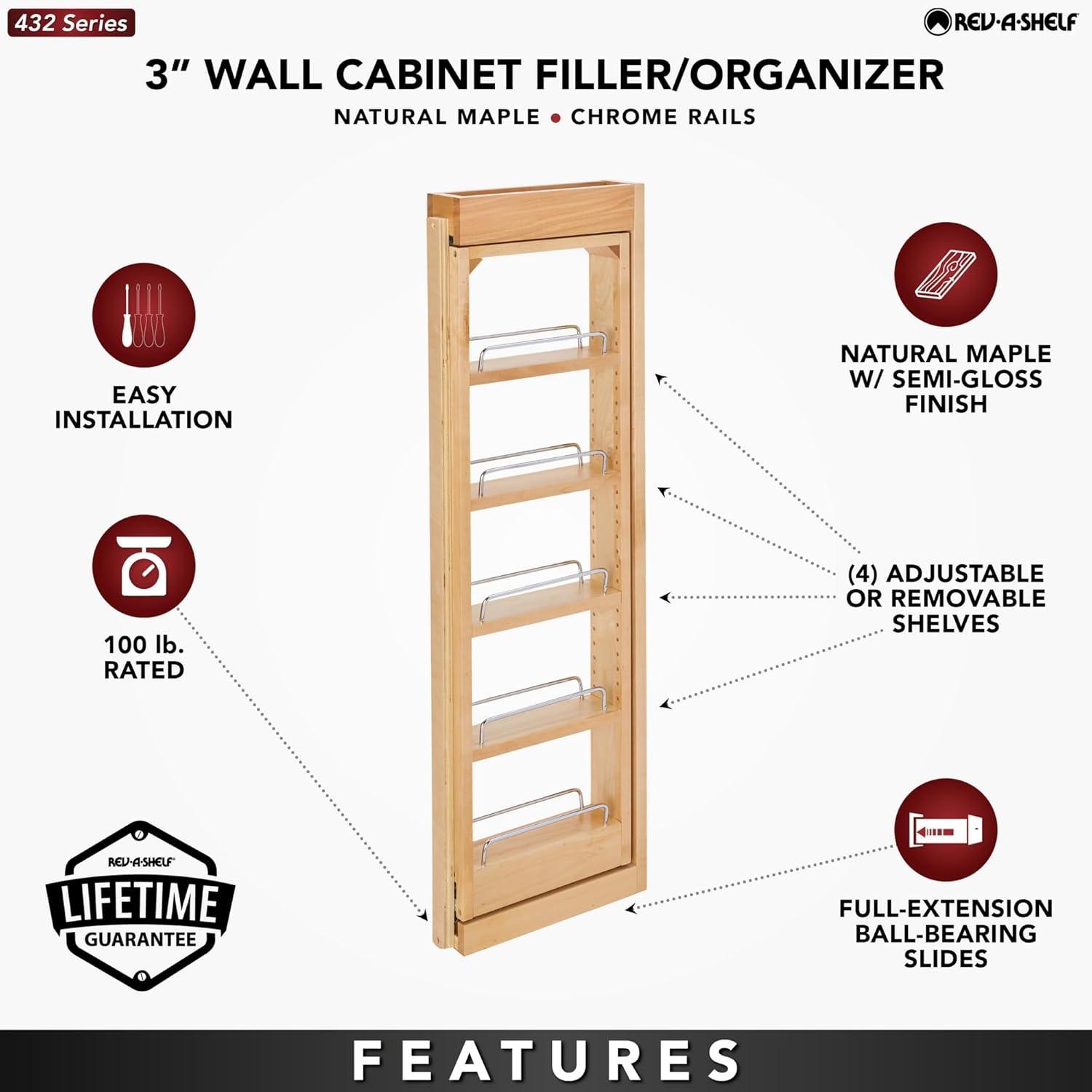 Rev-A-Shelf Rev-A-Shelf Pull Out Wall Filler Cabinet Wooden Organizer