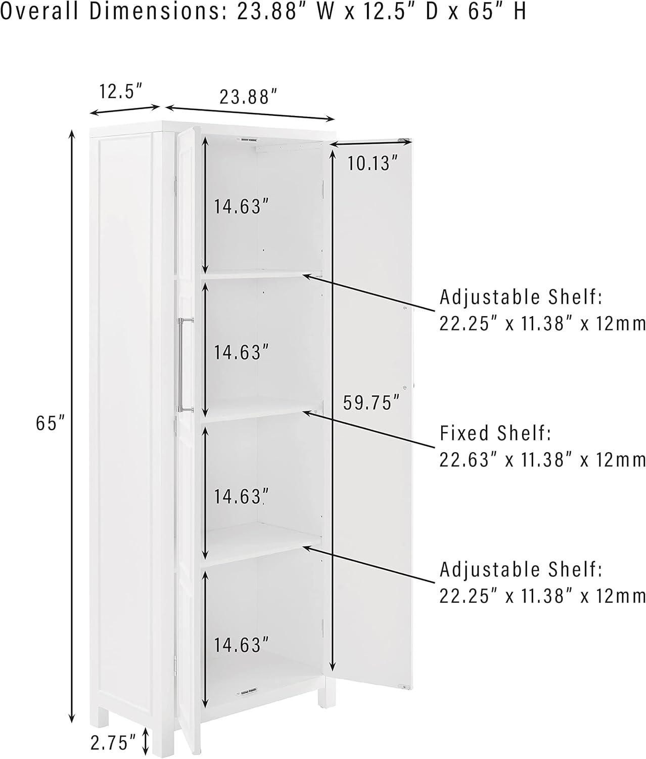 Crosley Cutler Storage Pantry White : Modern Farmhouse Style, 4 Fixed & Adjustable Shelves, MDF Wood Veneer, 65" Height