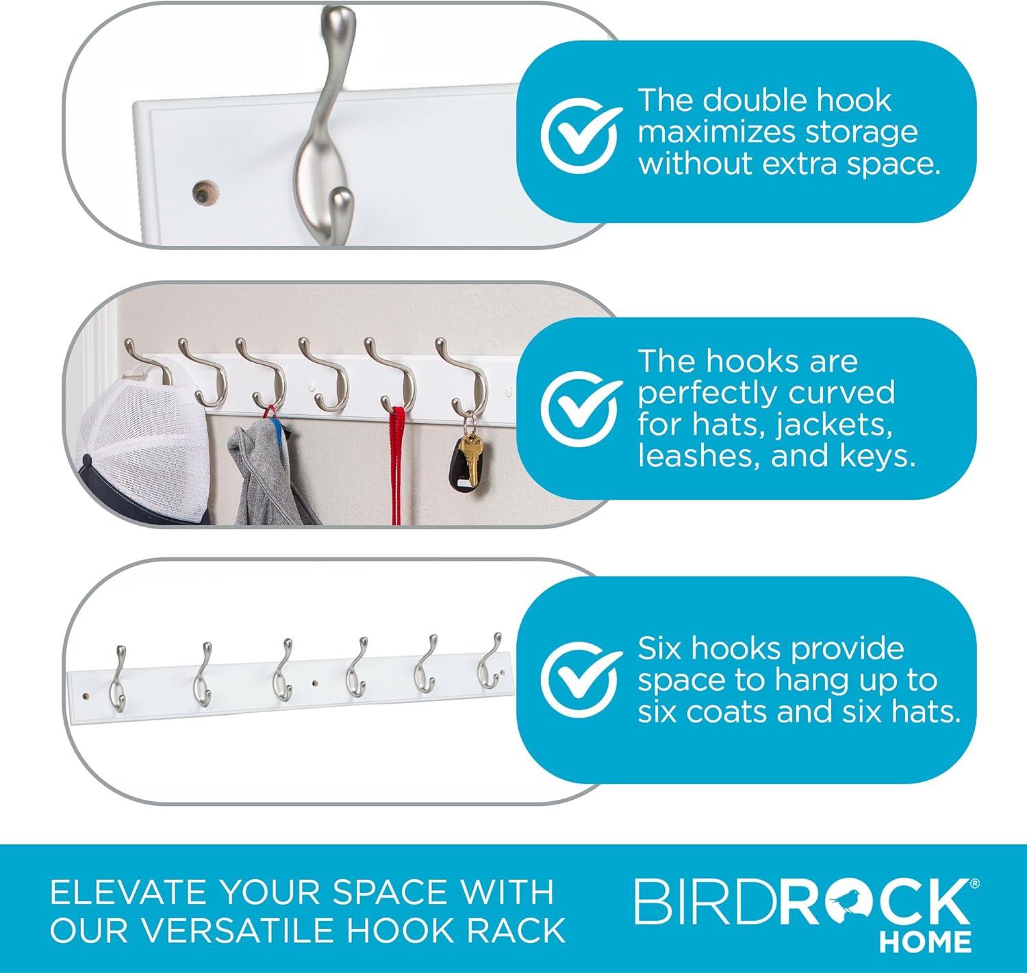 Wall 6 - Hook Wall Mounted Coat Rack