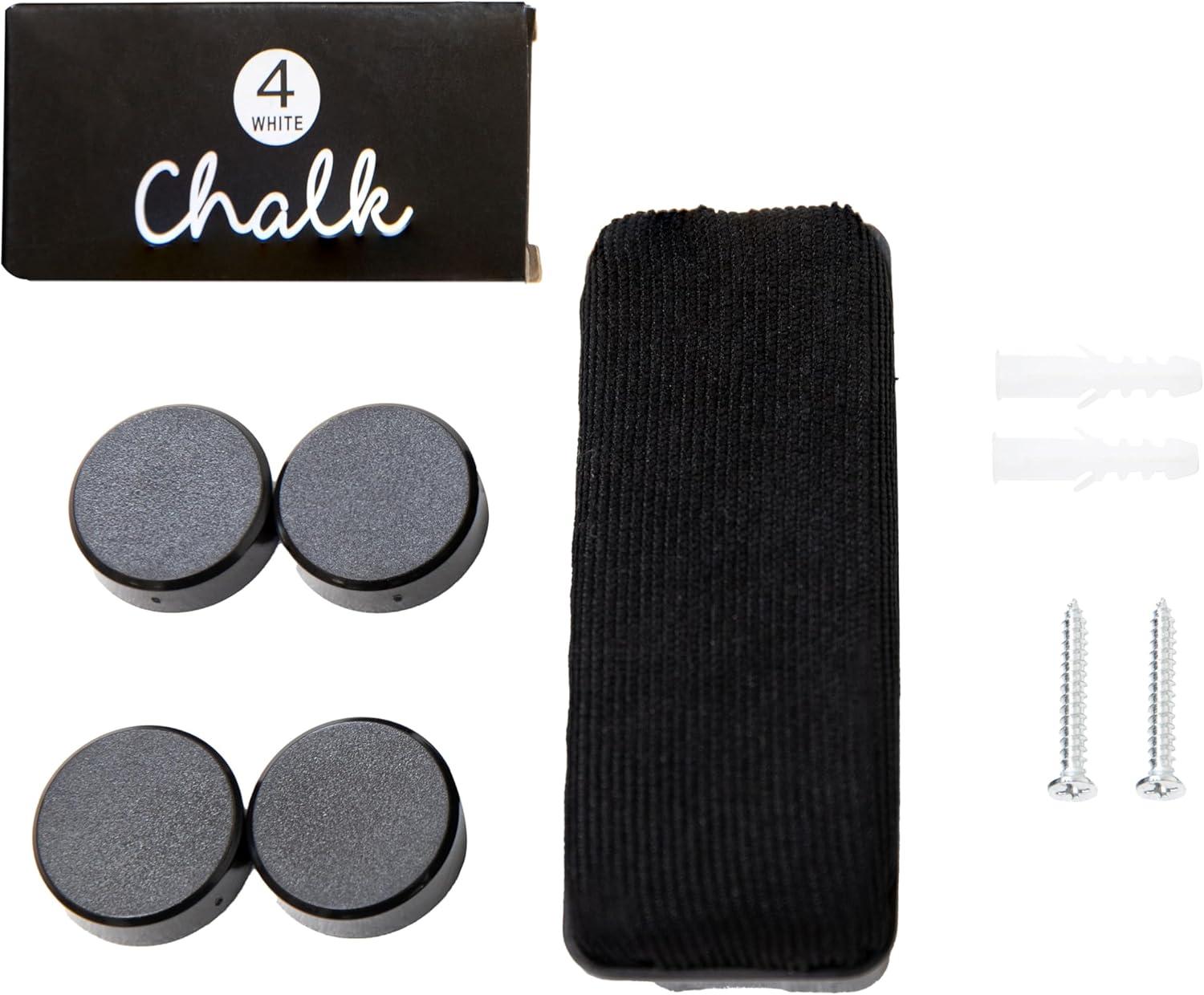 Sunnydaze Large Magnetic Chalkboard for Wall with Pine Frame and Chalk and Eraser - 36" x 24" - Black