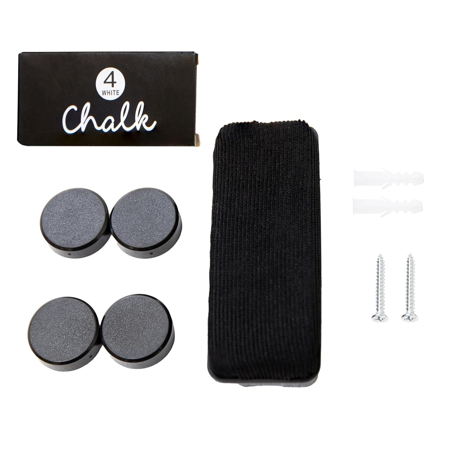 Sunnydaze Large Magnetic Chalkboard for Wall with Pine Frame and Chalk and Eraser - 36" x 24" - Black